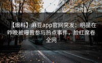 【爆料】麻豆app官网突发：明星在昨晚被曝曾参与热点事件，脸红席卷全网