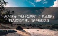 深入探秘“黑料吃瓜网”：真正懂行的人选择内核，而非表面热度