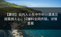 【震惊】业内人士在中午时分遭遇丑闻震撼人心，51爆料全网炸锅，详情查看