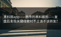黑料网app——热传的黑料截图——复盘后发现关键线索对不上该不该转发？