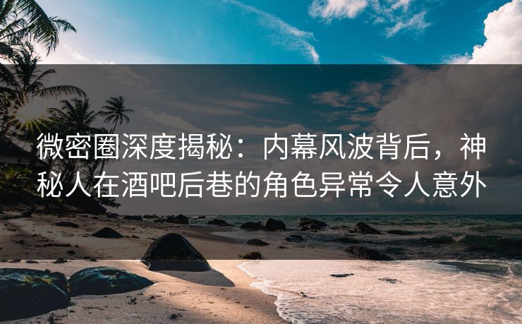 微密圈深度揭秘：内幕风波背后，神秘人在酒吧后巷的角色异常令人意外